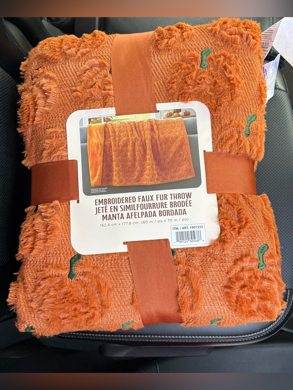 Costco faux fur Halloween fall throw pumpkin